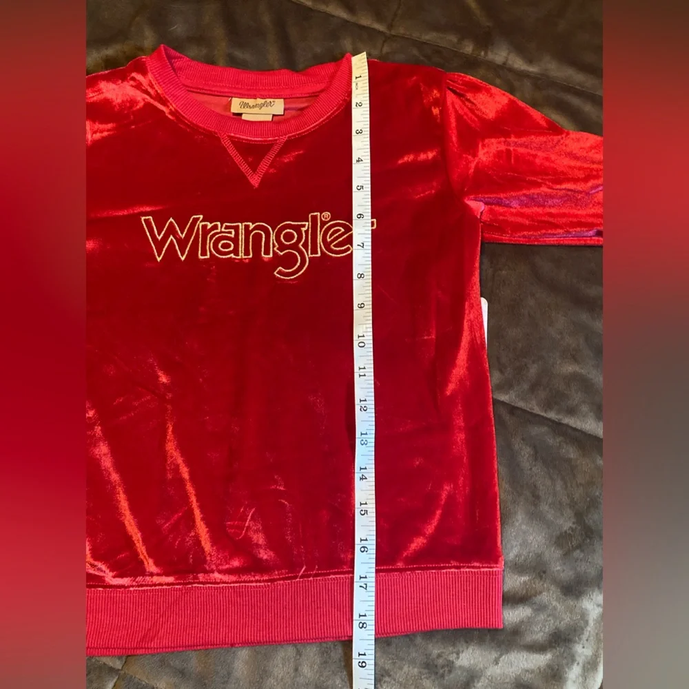 Wrangler brand, kids size small, beautiful red and gold, new with tags, top